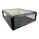Table basse vintage laquée noire et verre