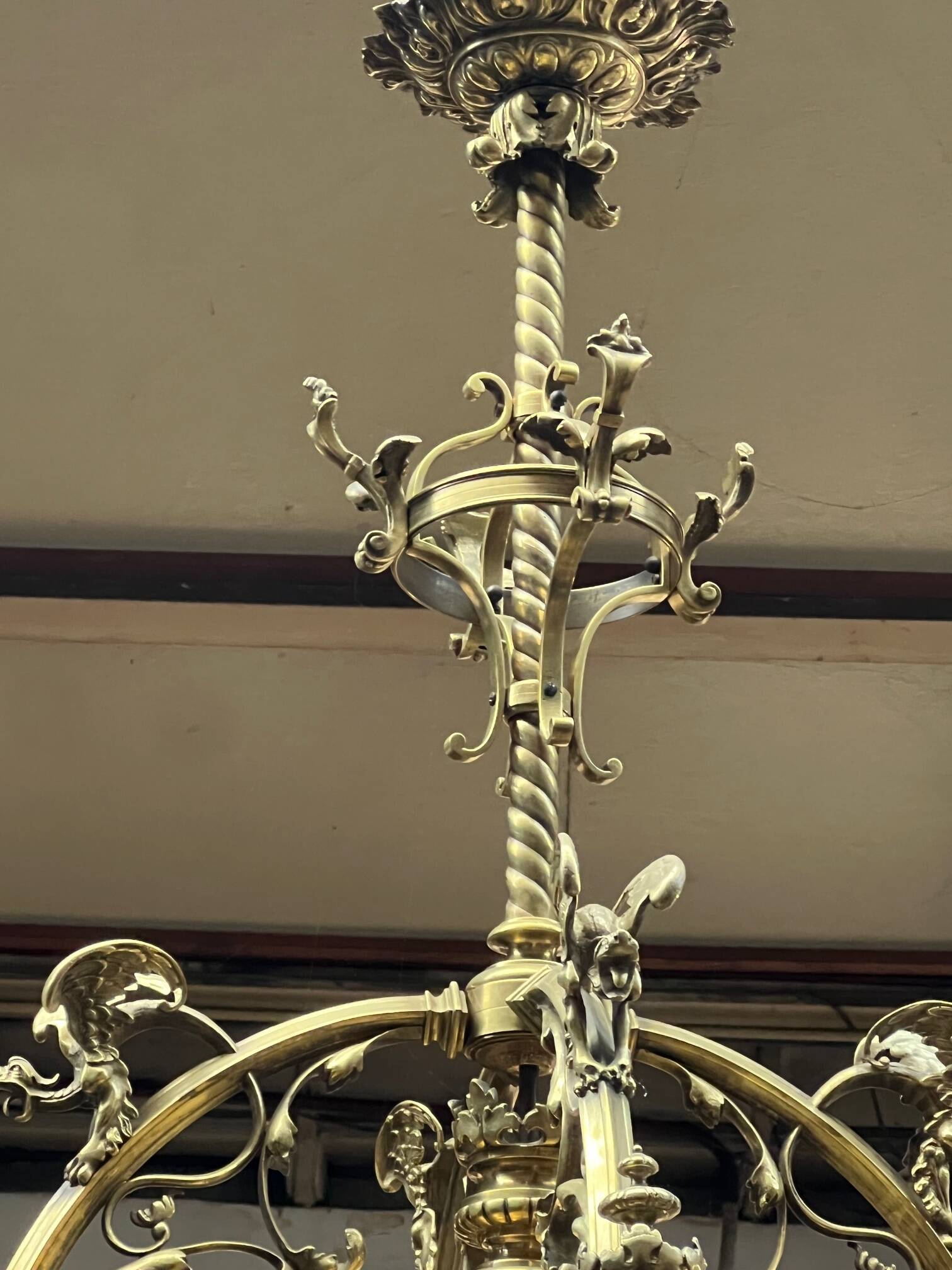 Grand antique chandelier in Gothic style.