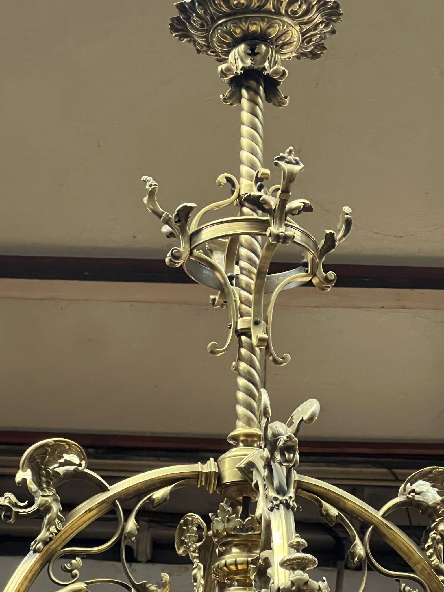 Grand antique chandelier in Gothic style.