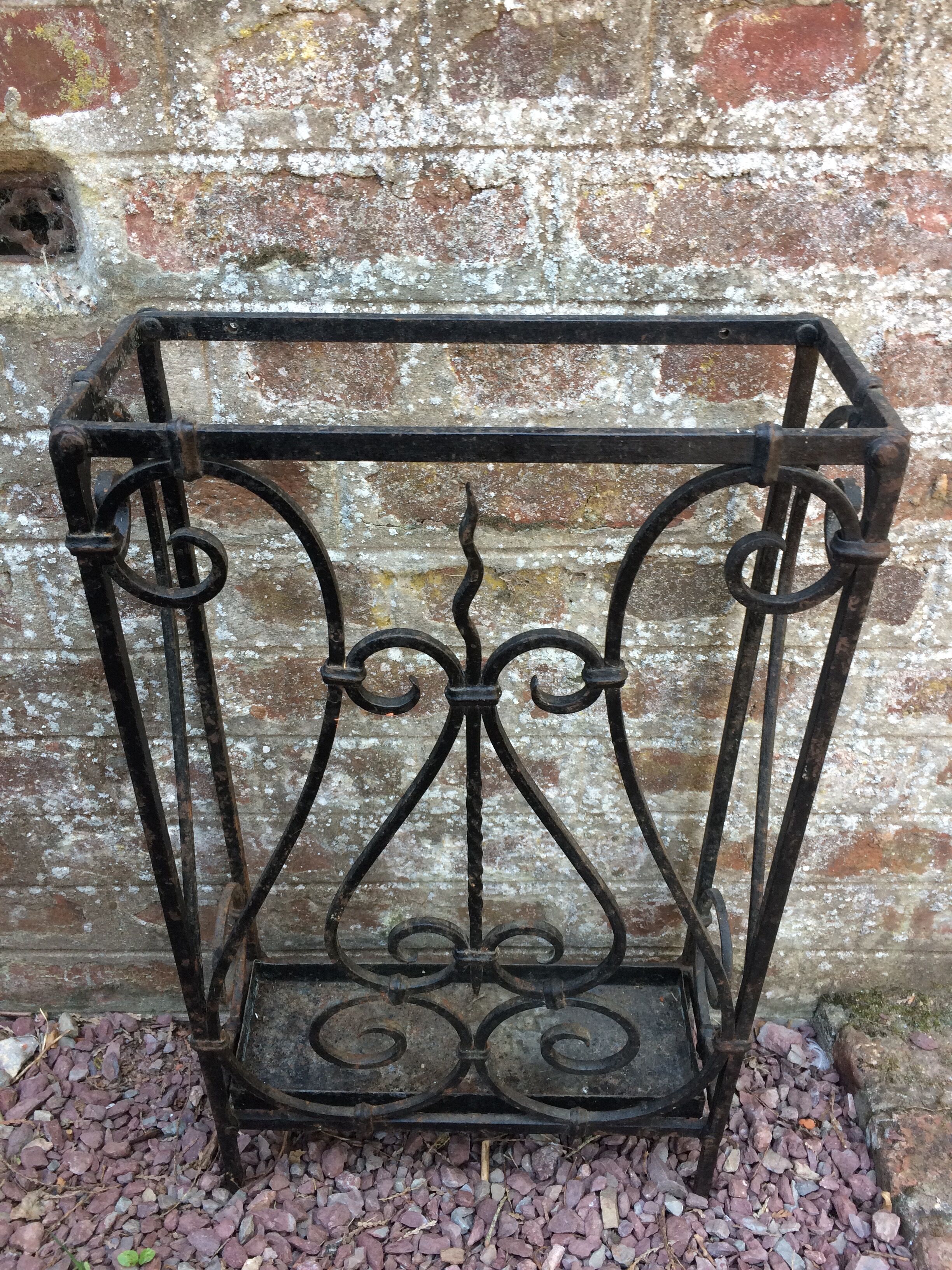 Art-deco forged iron umbrella holder