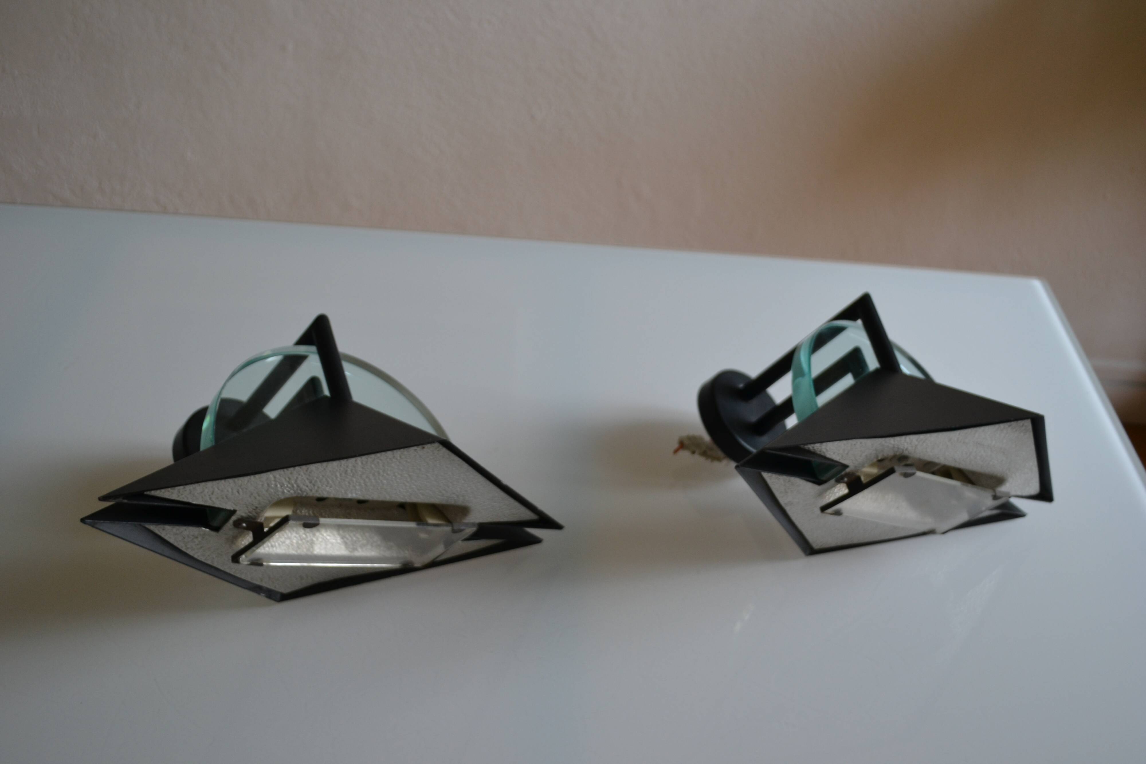 Pair of postmodernist wall sconces, 1980