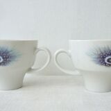 Set of 6 cups peacock feathers