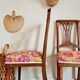 Duo of antique wooden chairs seated redone