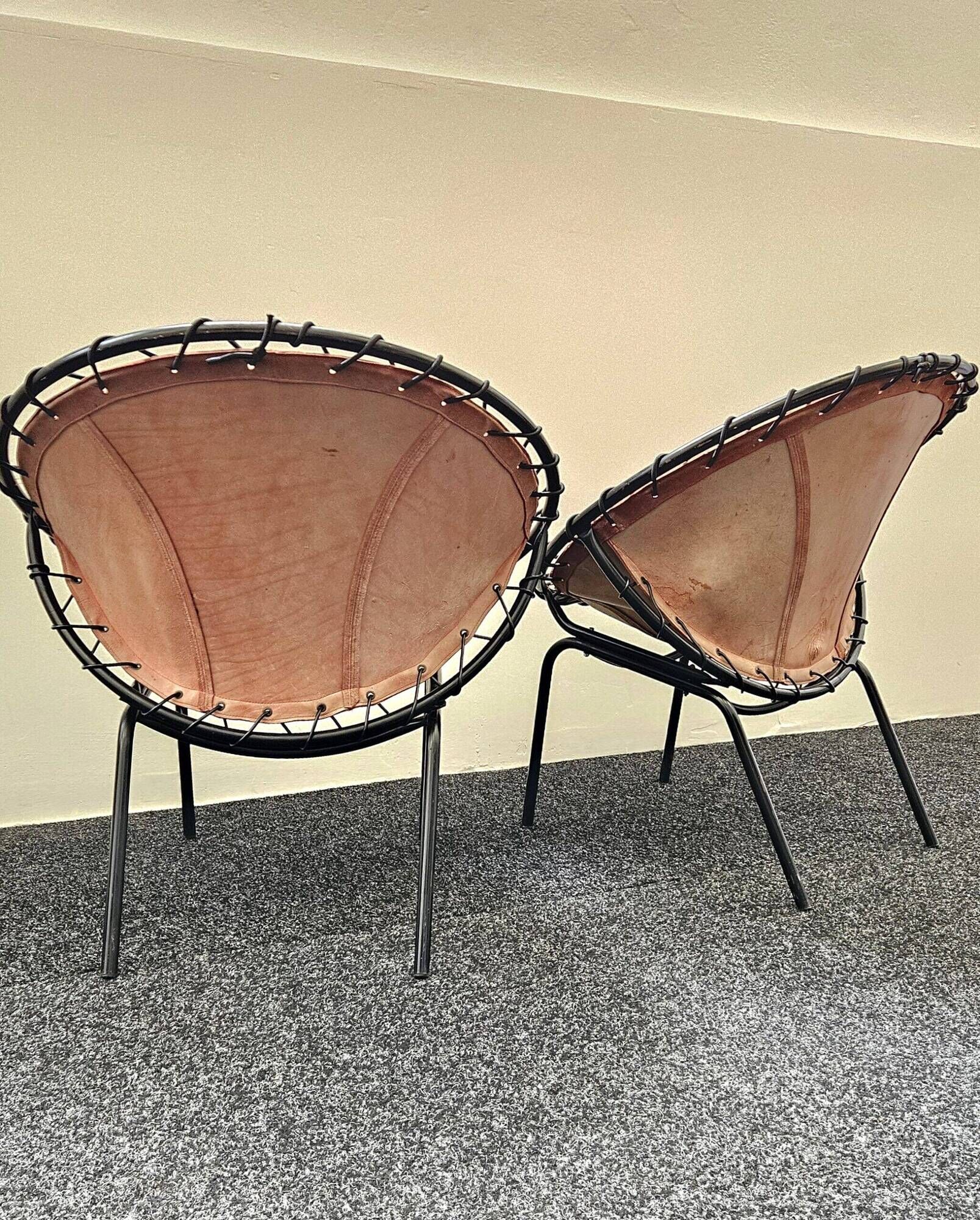 Hans Olsen Suede lounge chair pair for Lusch – 1950s mid-century