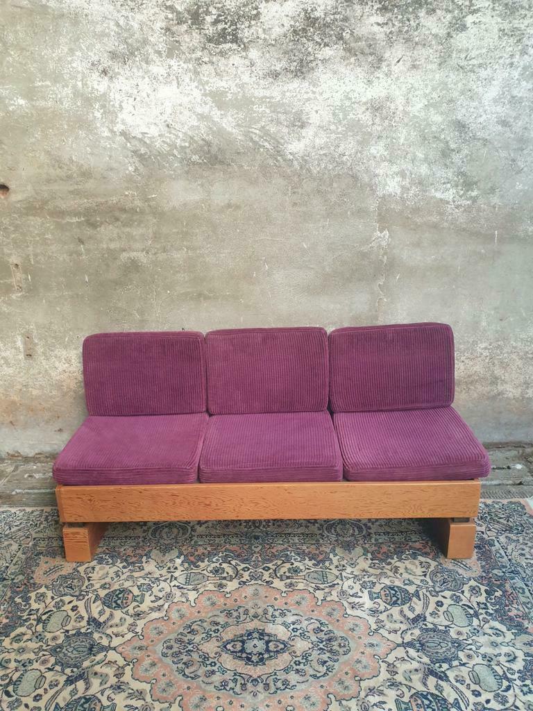 Old sofa design retro purple couch 60s