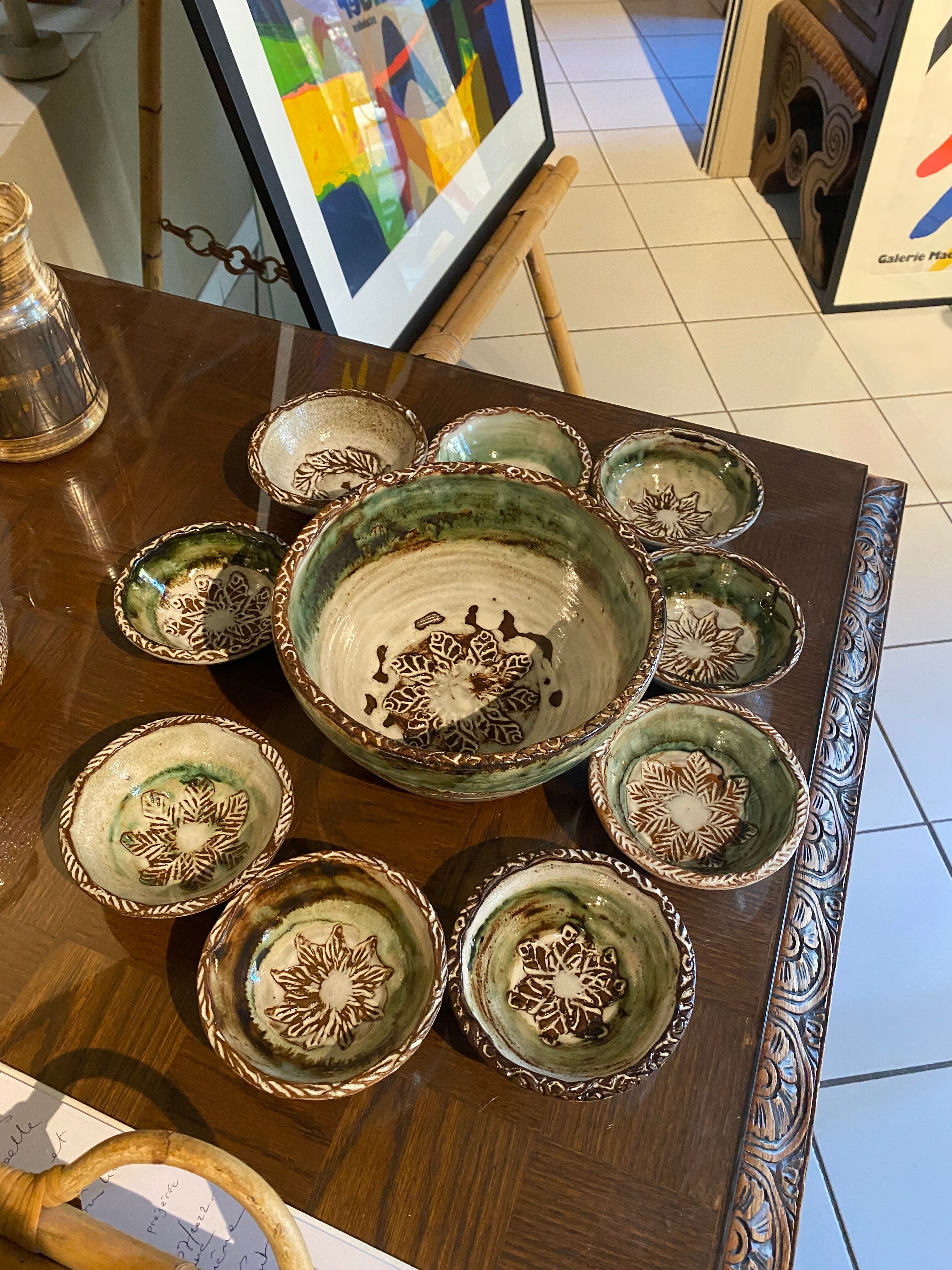 Series of ceramic salad bowls Albert Thiry Vallauris