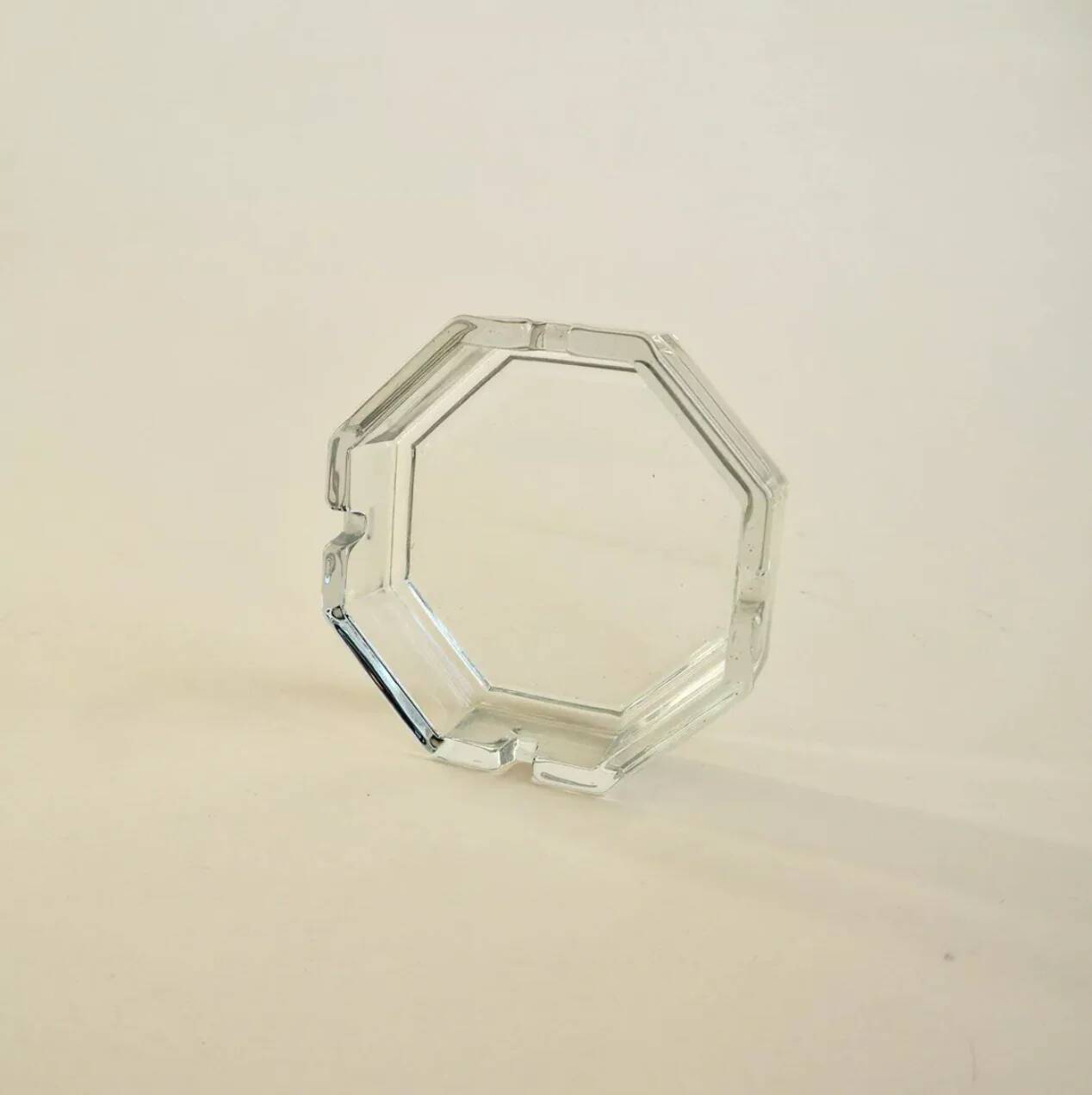 Octagonal glass ashtray