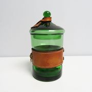 Vintage green glass bathroom container