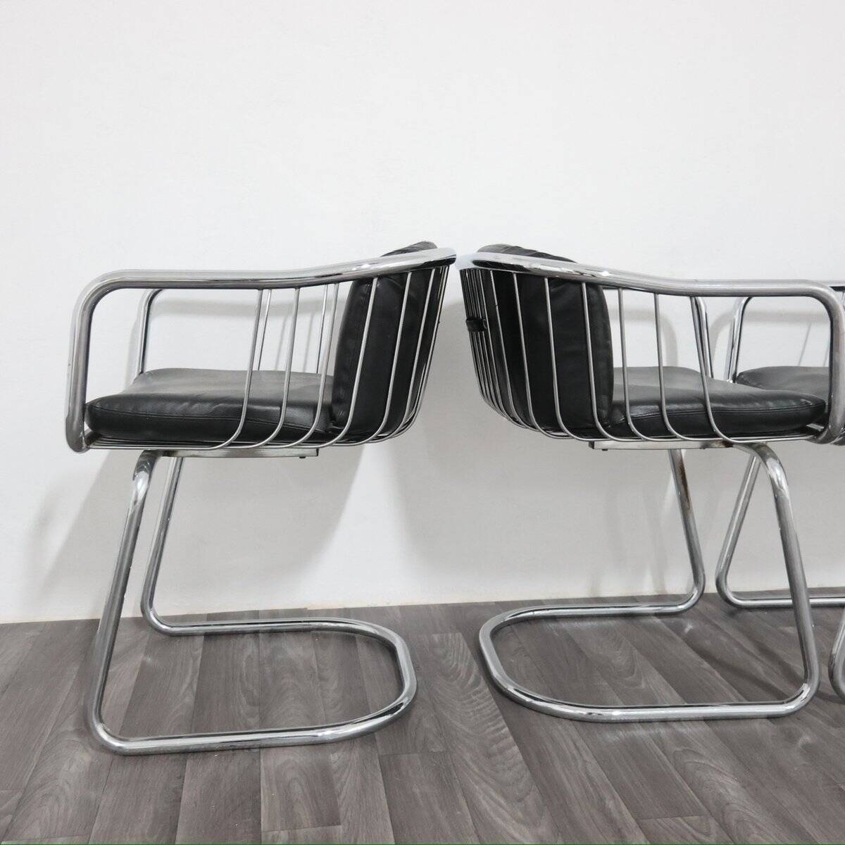 Steel Armchairs attributed to Gastone Rinaldi, 1970s, Set of 4
