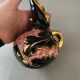 Vallauris vase or Monaco ceramic handmade black pink and gold