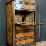 Napoleon III era secretary in elm and walnut marquetry