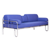 Bauhaus Blue Chrome Sofa, Czechia, 1930s