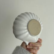 Lot de 6 petits plats coquillage vintage – coupelles en céramique blan