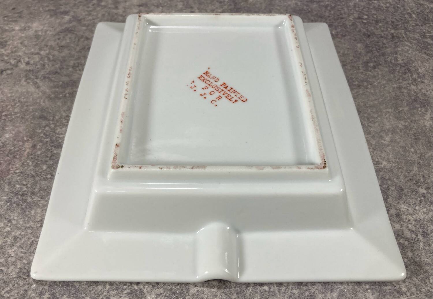 Ashtray. Trinket dish. Japanese porcelain. Blue bird on an autumn branch
