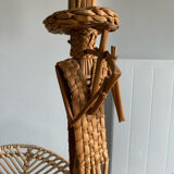Statuette figurine straw wicker character musician height 42 cm