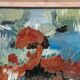 Mid-Century Oil on Panel “Sheeps” by B dahl Framed 45x37 cm (17.7" x 14.5")