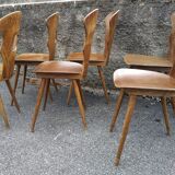 Suite of 6 vintage chairs Baumann model "Gentiane" 50s