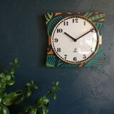 Vintage clock golden silent wall clock "Jaz black green ochre"