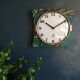 Vintage clock golden silent wall clock "Jaz black green ochre"