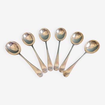 Set of 6 vintage soup spoons, Frank Cobb & Co. 7.75" silver plated spoons, Sheffield