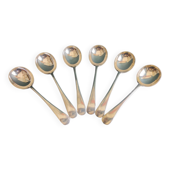 Set of 6 vintage soup spoons, Frank Cobb & Co. 7.75" silver plated spoons, Sheffield