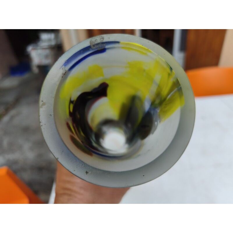 Vase in glass paste and bronze by F. Silviy
