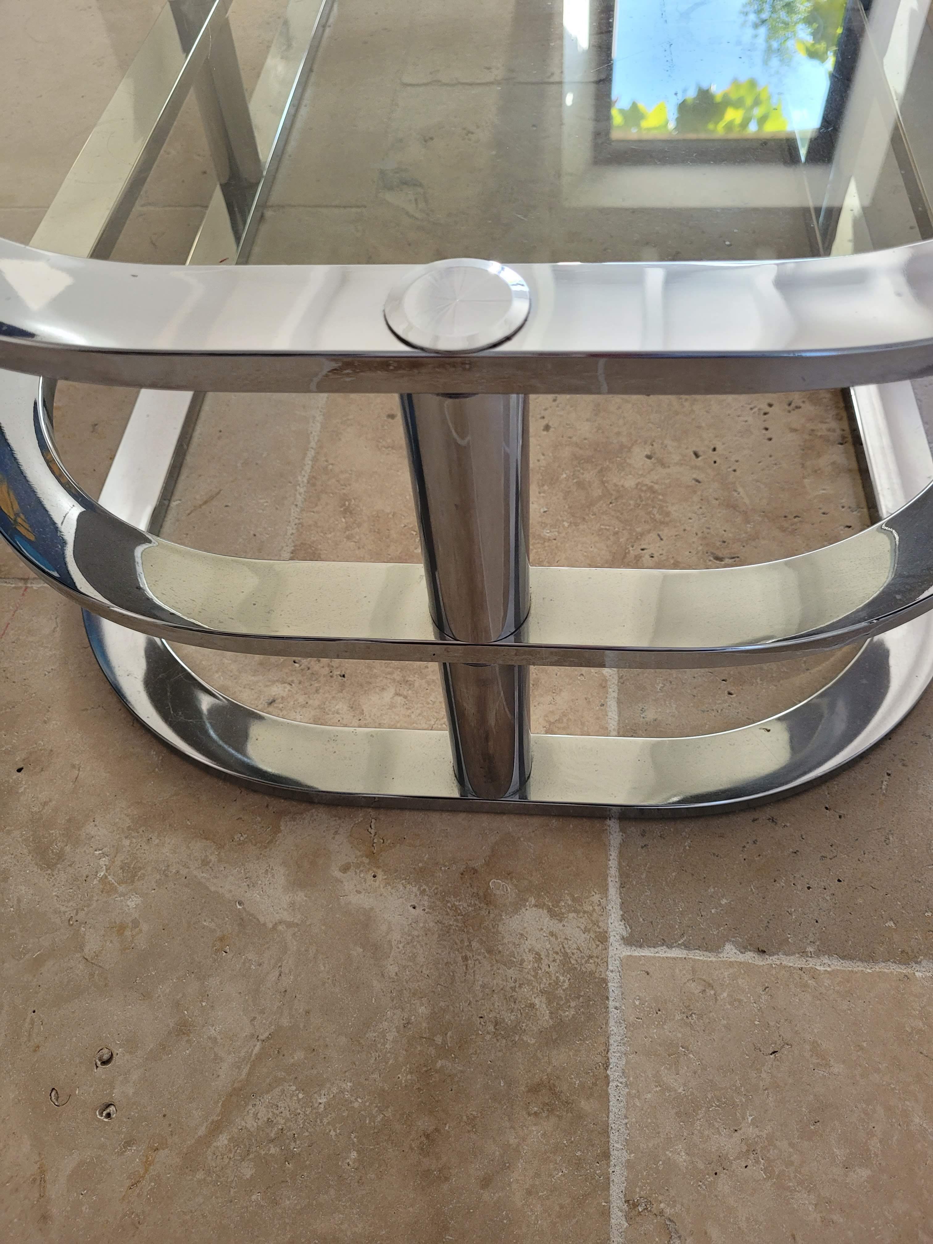 70s chrome coffee table