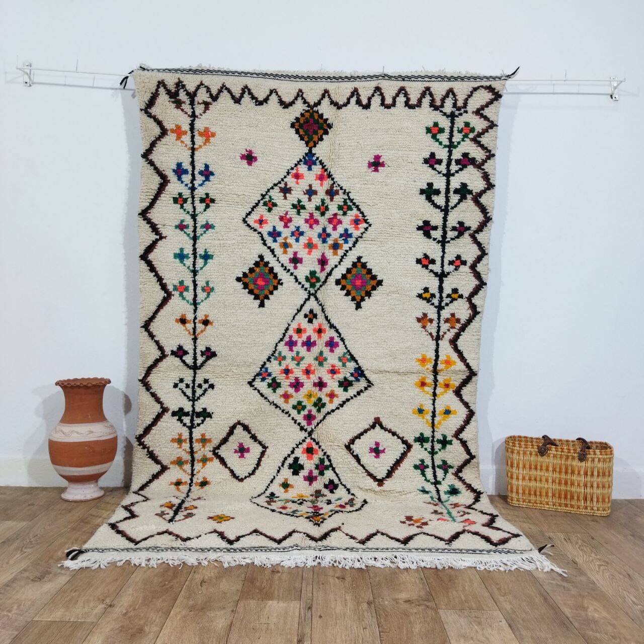 Handmade wool Berber rug 240x146 cm