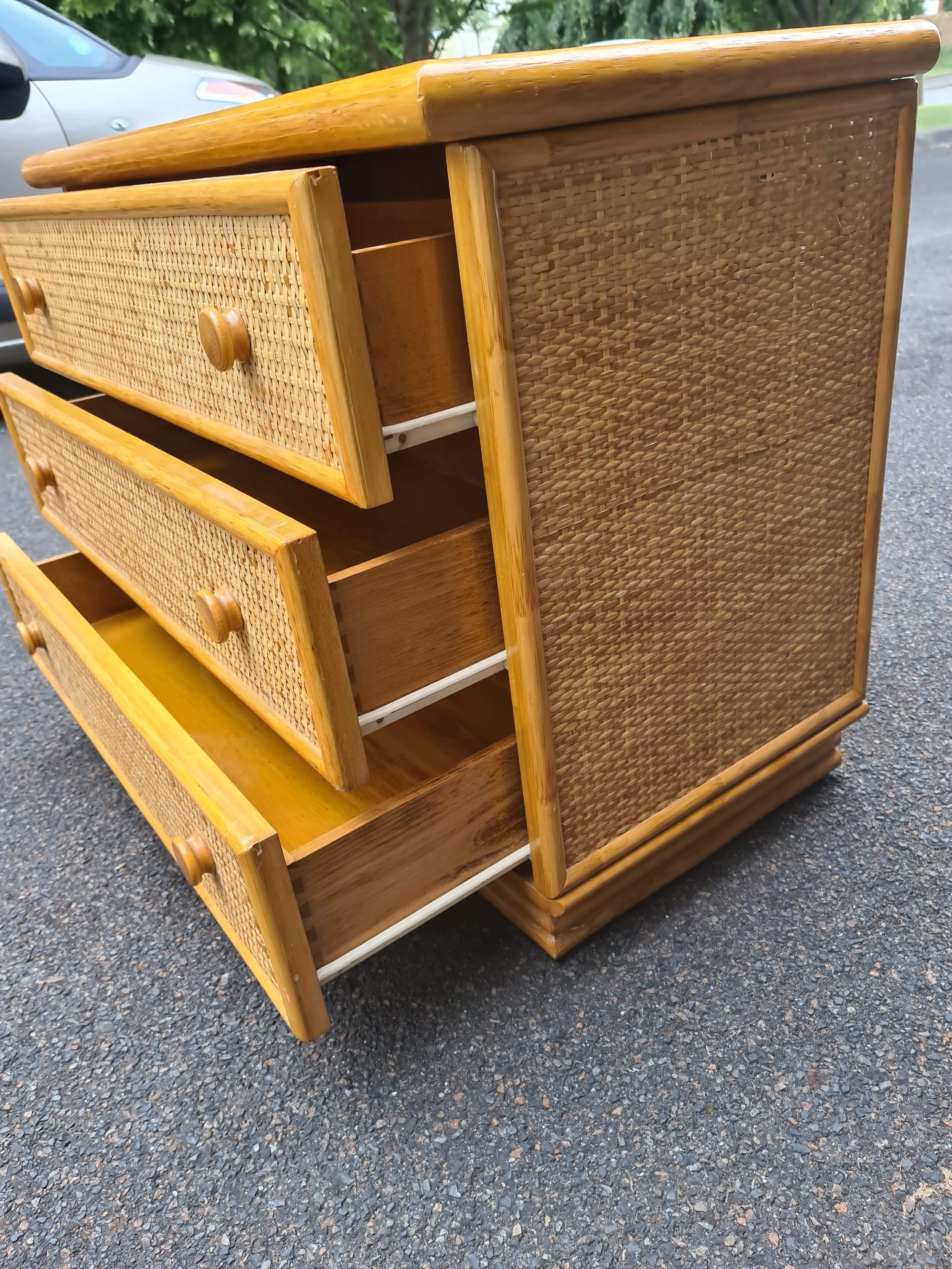 Vintage chest of drawers 1980 Maugrion Rotin