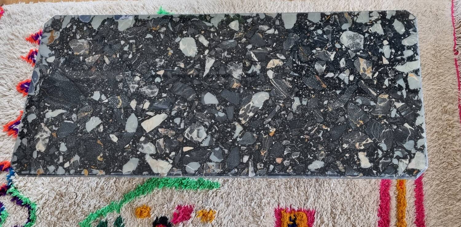 Vintage black terrazzo coffee table