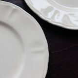 10 assiettes à dessert vintage en faïence ivoire au marli chantourné