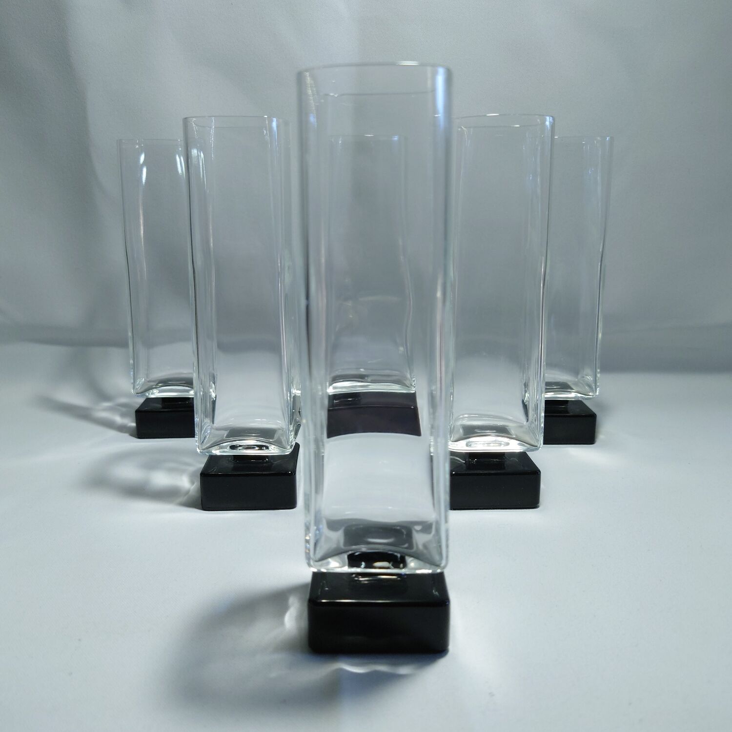 6 vintage square-stemmed glasses