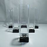 6 vintage square-stemmed glasses