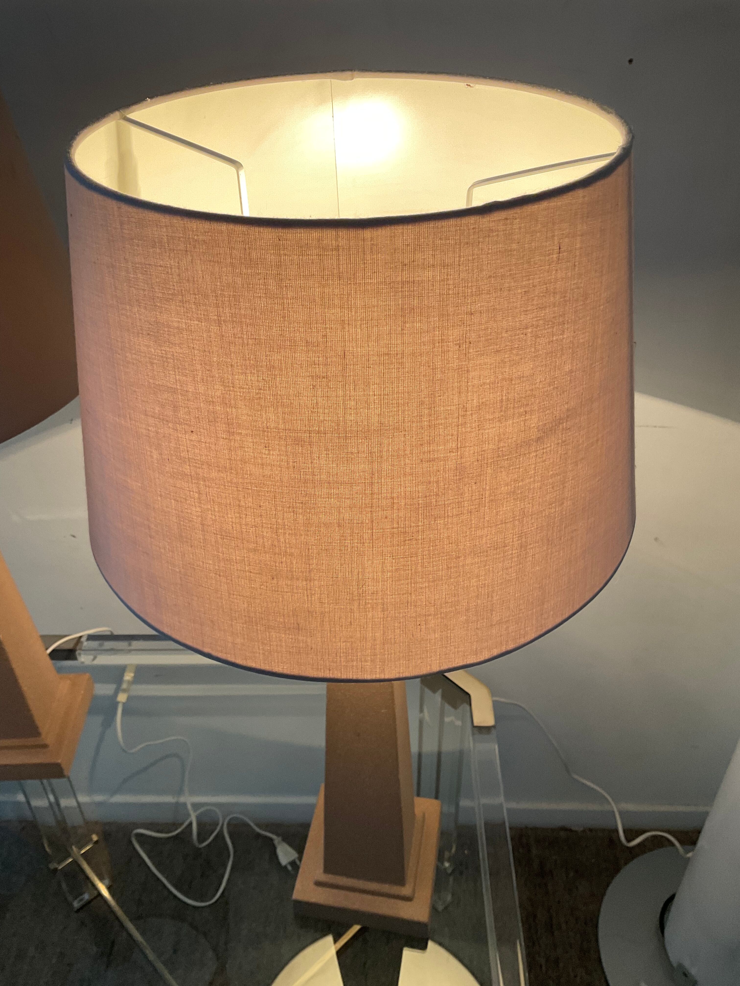 Pair of vintage terracota ceramic column lamps