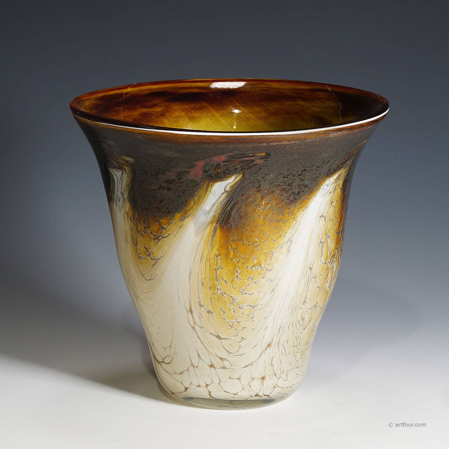Vintage marbled glass vase designed by Richard Glass around 1980.
