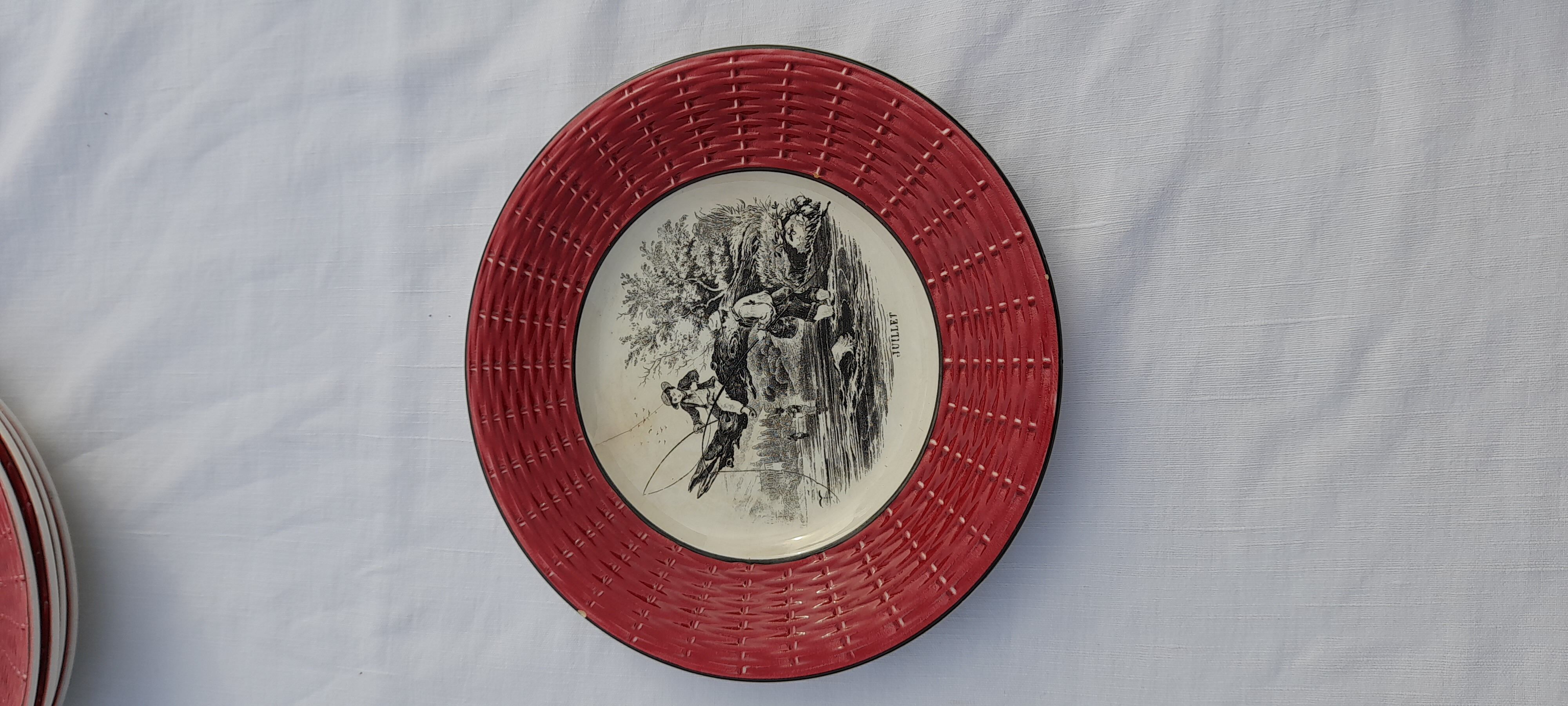 Digoin Sarreguemeines earthenware dessert plate month of July diam 18 cm