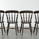 Set of 4 antique English wooden Windsor pub/bistro chairs from 19th century