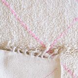 White and Pink Beni Ouarain Rug - 252 x 176 cm