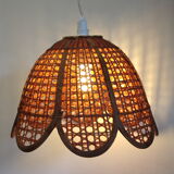 Suspension rotin forme fleur