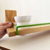 Set of towel hook and shelf in pine 1970