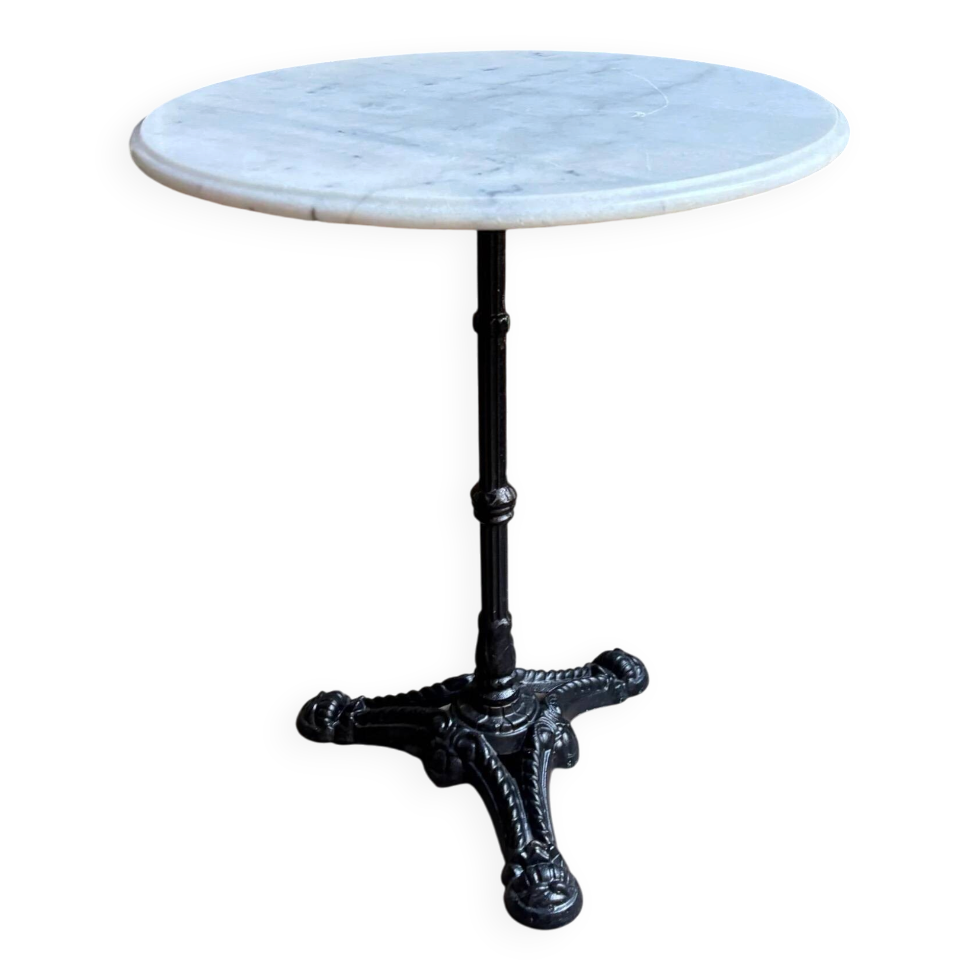 Bistro table in grey marble and black cast iron ⌀ 60 cm