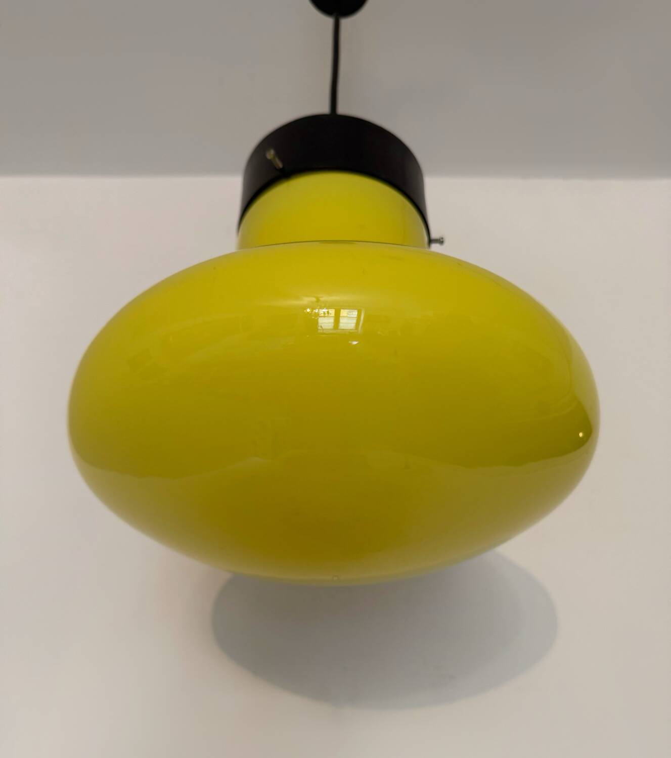 Yellow opaline pendant light from the 60s