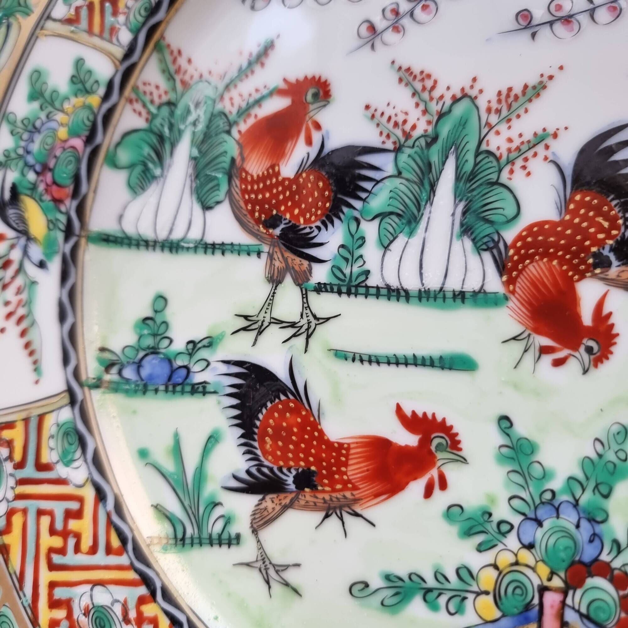 Set of 6 vintage Chinese porcelain plates from Macau (1970) hand painted