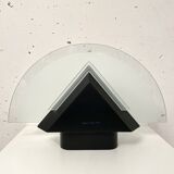 Postmodern geometric glass and metal lamp, large model, 1980