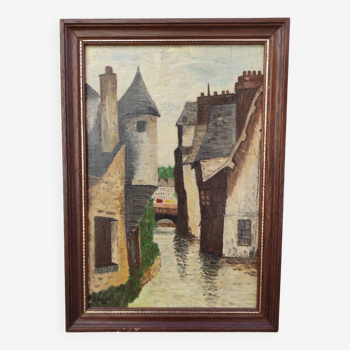 Vintage French oil painting, signed Trosset, 1952