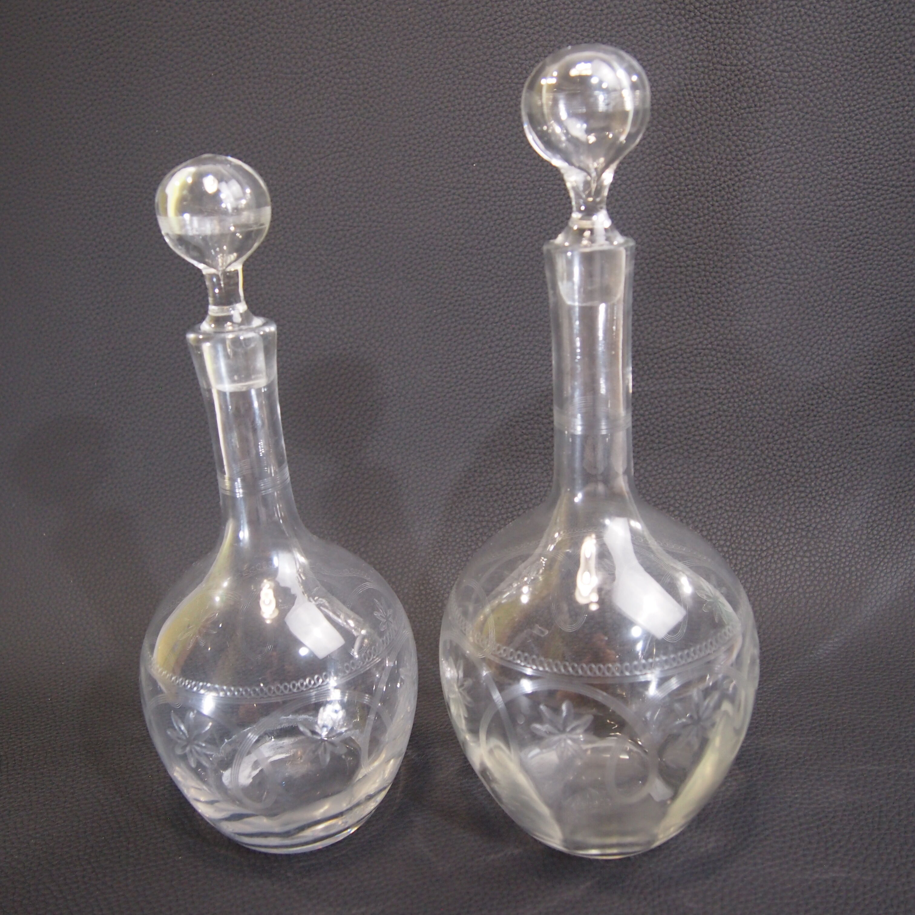 Pair of glass decanters