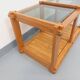 Vintage rectangular coffee table in pine and smoked glass from the 70s and 80s.