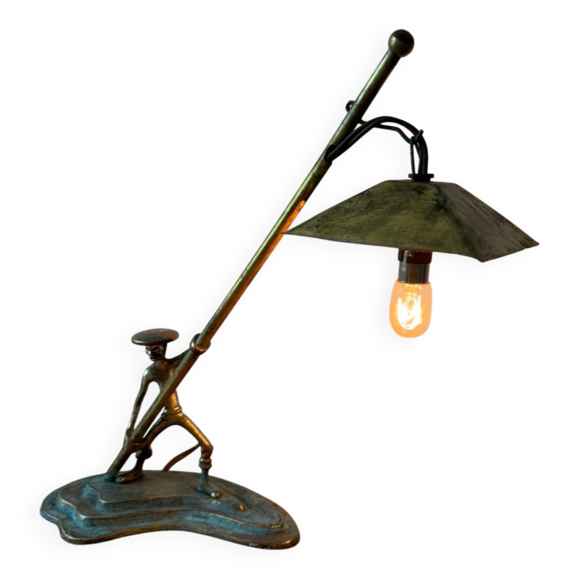 Hakuli bronze lamp from Israel, 1950s
