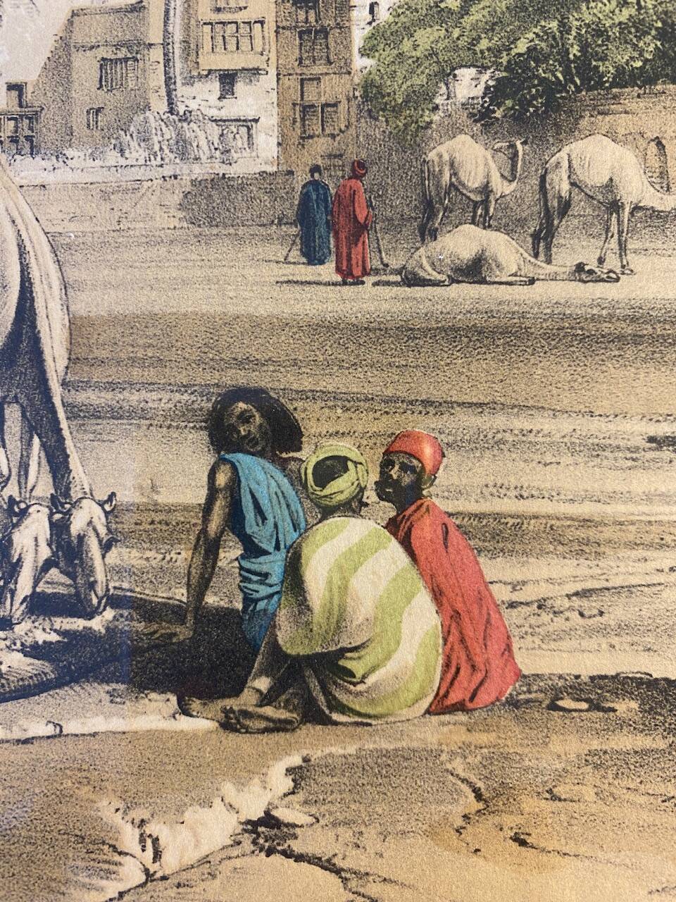 Orientalist engraving, view of the Shereef Bey Palace in Cairo, 20th century