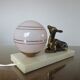 Fawn lamp, doe Art Deco marble white opaline pink and regulates 30/40 years